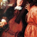 Buxtehude playing a viol, as portrayed by Johannes Voorhout (1674)